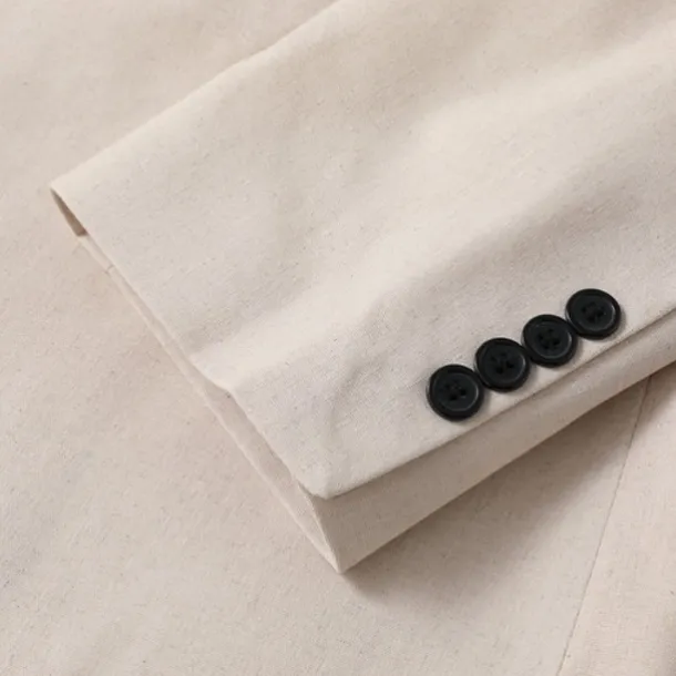 Men's Linen Blazer Business Fashion Casual Spring & Fall Polyester Linen Plain Pocket Buttons Comfortable Single Breasted Blazer White Light Green khaki