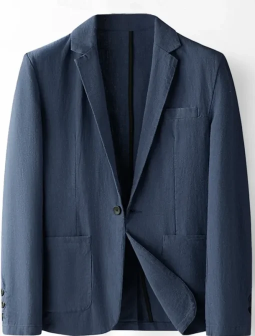 Men's Linen Blazer Suits Wedding Anniversary Vacation Elegant Neutral Spring & Fall Cotton Linen Solid Color Buttons Comfy Single Breasted One-button Blazer Black Dark Red Navy Blue Green