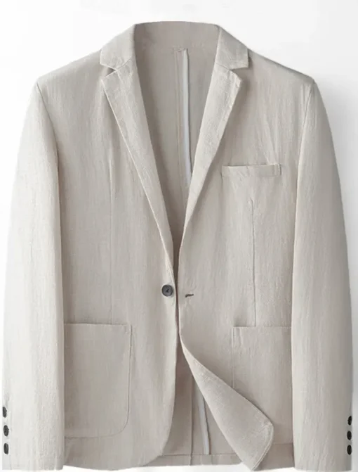 Men's Linen Blazer Suits Wedding Anniversary Vacation Elegant Neutral Spring & Fall Cotton Linen Solid Color Buttons Comfy Single Breasted One-button Blazer Black Dark Red Navy Blue Green