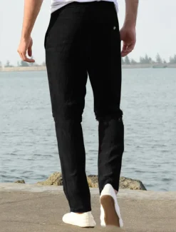 Men's Linen Pants Beach Pants Black White Blue M L XL