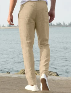 Men's Linen Pants Beach Pants Black White Blue M L XL