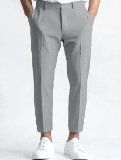 Men's Linen Pants Dress Pants Summer Trousers Straight Leg Plain Breathable Casual Daily Standard Fit Black White Blue