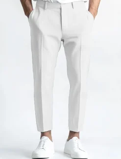 Men's Linen Pants Dress Pants Summer Trousers Straight Leg Plain Breathable Casual Daily Standard Fit Black White Blue