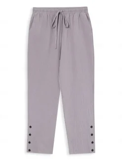 Men's Linen Pants Trousers Summer Pants Beach Pants Buttons Drawstring Elastic Waist Plain Comfort Breathable Full Length Casual Daily Holiday Fashion Classic Style White Blue