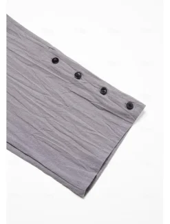 Men's Linen Pants Trousers Summer Pants Beach Pants Buttons Drawstring Elastic Waist Plain Comfort Breathable Full Length Casual Daily Holiday Fashion Classic Style White Blue