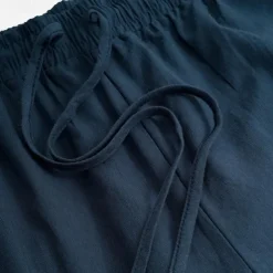 Men's Linen Pants Trousers Summer Pants Beach Pants Drawstring Elastic Waist Straight Leg Plain Comfort Outdoor Casual Daily Streetwear Stylish White Navy Blue