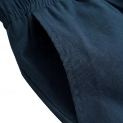 Men's Linen Pants Trousers Summer Pants Beach Pants Drawstring Elastic Waist Straight Leg Plain Comfort Outdoor Casual Daily Streetwear Stylish White Navy Blue