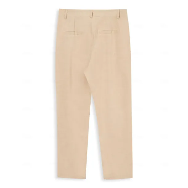 Men's Linen Pants Trousers Summer Pants Beach Pants Front Pocket Straight Leg Plain Comfort Breathable Casual Daily Holiday Fashion Basic Black White