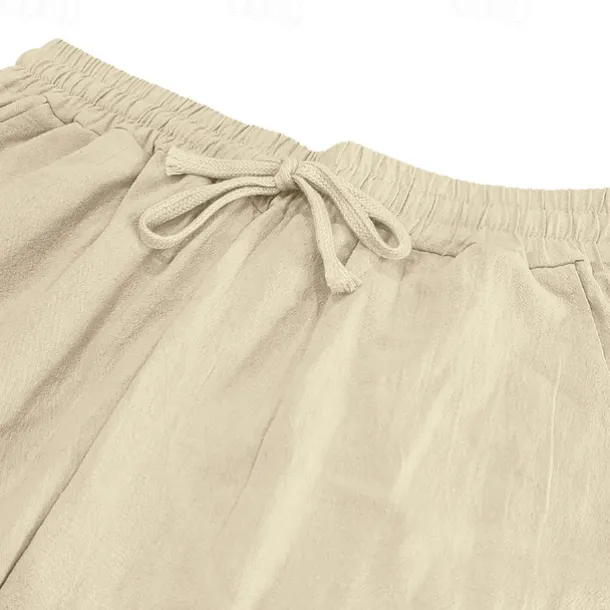 Men's Linen Pants Trousers Summer Pants Beach Pants Pocket Drawstring Elastic Waist Coconut Tree Comfort Breathable Vacation Daily Holiday Hawaiian Boho Black White