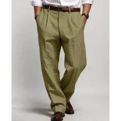 Men's Linen Pants Trousers Summer Pants Pleated Pants Front Pocket Straight Leg Plain Comfort Breathable Casual Daily Holiday Fashion Basic Black White