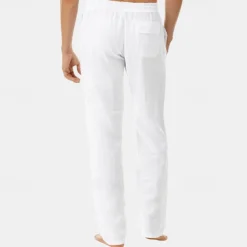 Men's Linen Pants Trousers Summer Pants Pocket Drawstring Elastic Waist Plain Comfort Breathable Vacation Daily Holiday Fashion Classic Style Black White Micro-elastic