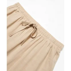 Men's Linen Pants Trousers Summer Pants Drawstring Elastic Waist Plain Comfort Soft Daily Beach Fashion Simple Khaki Micro-elastic