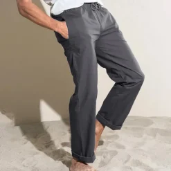 Men's Linen Pants Trousers Summer Pants Pocket Plain Comfort Breathable Outdoor Daily Going out Fashion Casual Black White