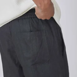 Men's Linen Pants Trousers Summer Pants Pocket Plain Comfort Breathable Daily Casual Black White