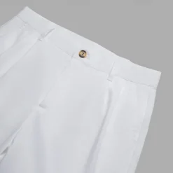 Men's Linen Pants Trousers Summer Pants Front Pocket Pleats Straight Leg Plain Comfort Breathable Casual Daily Holiday Fashion Basic Black White