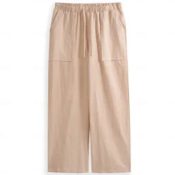 Men's Linen Pants Trousers Summer Pants Beach Pants Pocket Drawstring Elastic Waist Plain Daily Streetwear Fashion Casual Black White