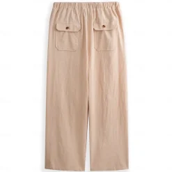 Men's Linen Pants Trousers Summer Pants Beach Pants Pocket Drawstring Elastic Waist Plain Daily Streetwear Fashion Casual Black White