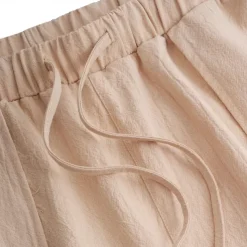 Men's Linen Pants Trousers Summer Pants Beach Pants Pocket Drawstring Elastic Waist Plain Daily Streetwear Fashion Casual Black White