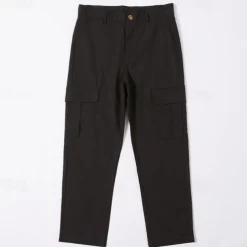 Men's Linen Pants Trousers Summer Pants Multi Pocket Straight Leg Plain Comfort Breathable Full Length Outdoor Daily Going out Fashion Streetwear Black White