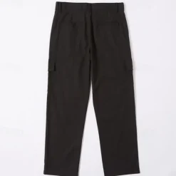 Men's Linen Pants Trousers Summer Pants Multi Pocket Straight Leg Plain Comfort Breathable Full Length Outdoor Daily Going out Fashion Streetwear Black White