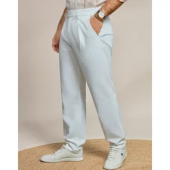 Men's Linen Pants Trousers Summer Pants Front Pocket Straight Leg Plain Comfort Breathable Casual Daily Holiday Fashion Basic White