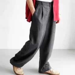 Men's Linen Pants Trousers Summer Pants Beach Pants Buttons Pocket Plain Comfort Breathable Vacation Daily Holiday Hawaiian Boho Black Khaki