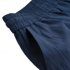 Men's Linen Pants Trousers Patchwork Drawstring Harem Solid Color Breathable Quick Dry Street Casual Athleisure Loose Fit Black Gray Micro-elastic / Winter / Cropped Pants / Moisture Wicking