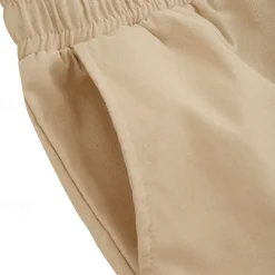 Men's Linen Pants Trousers Summer Pants Drawstring Elastic Waist Plain Comfort Breathable Daily Beach Fashion Simple Black White Micro-elastic