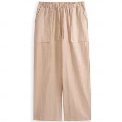 Men's Linen Pants Trousers Summer Pants Pocket Drawstring Plain Comfort Breathable Full Length Yoga Casual Daily Basic Straight Loose Fit Black White Micro-elastic