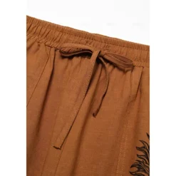 Men's Linen Pants Trousers Summer Pants Beach Pants Print Straight Leg Graphic Sun Soft Outdoor Full Length Home Casual Daily Fashion Streetwear White Blue Micro-elastic