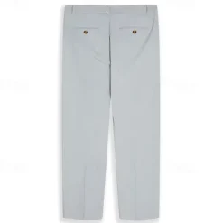 Men's Linen Pants Trousers Summer Pants Pleated Pants Dress Slacks Front Pocket Straight Leg Plain Comfort Breathable Full Length Casual Daily Holiday Fashion Basic Black White