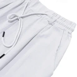 Men's Linen Pants Trousers Summer Pants Beach Pants Pocket Drawstring Elastic Waist Plain Comfort Breathable Vacation Daily Holiday Hawaiian Boho Black White