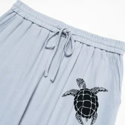 Men's Linen Pants Trousers Summer Pants Beach Pants Drawstring Elastic Waist Print Graphic Comfort Daily Vacation Beach 20% Linen Vacation Fashion Blue Green