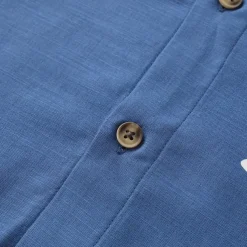 Men's Linen Shirt 55% Linen Print Shirt White Blue Long Sleeve Faith Lapel Spring & Fall Outdoor Daily Clothing Apparel