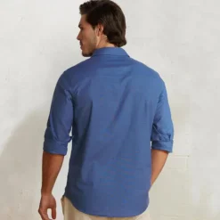 Men's Linen Shirt 55% Linen Print Shirt White Blue Long Sleeve Faith Lapel Spring & Fall Outdoor Daily Clothing Apparel