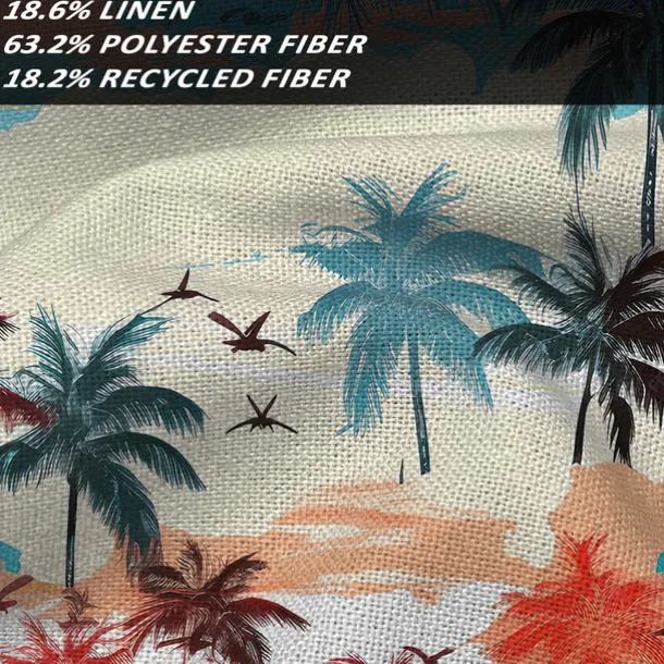 Men's Linen Shirt Beach Shirt Summer Hawaiian Shirt Coconut Tree Performance Vacation Navy Blue Sky Blue Short Sleeve Turndown Summer Spring Clothing Apparel