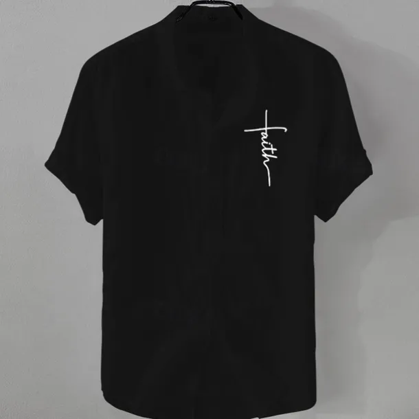 Men's Linen Shirt Casual Shirt Cotton Linen Shirt Button Up Shirt Pattern Vacation Street Black White Pink Dark Navy Short Sleeve Lapel Summer Clothing Apparel Button-Down