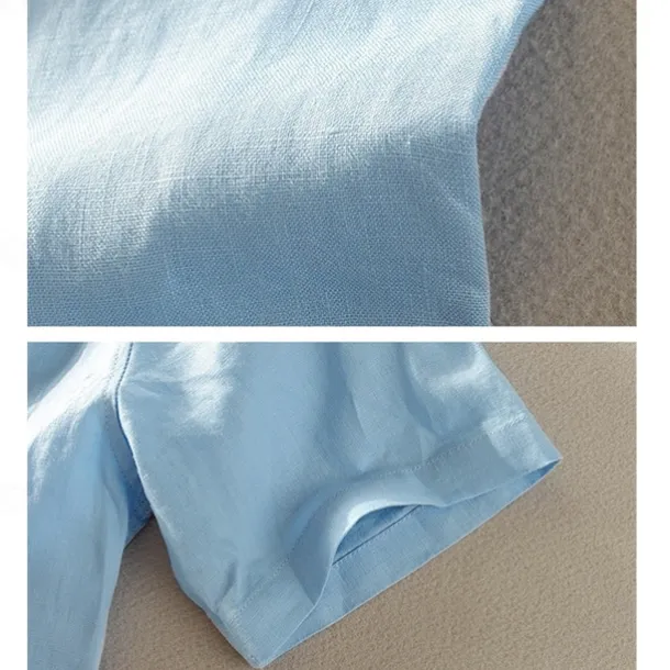 Men's Linen Shirt Casual Shirt Cotton Linen Shirt Button Up Shirt Pattern Vacation Street Black White Pink Dark Navy Short Sleeve Lapel Summer Clothing Apparel Button-Down