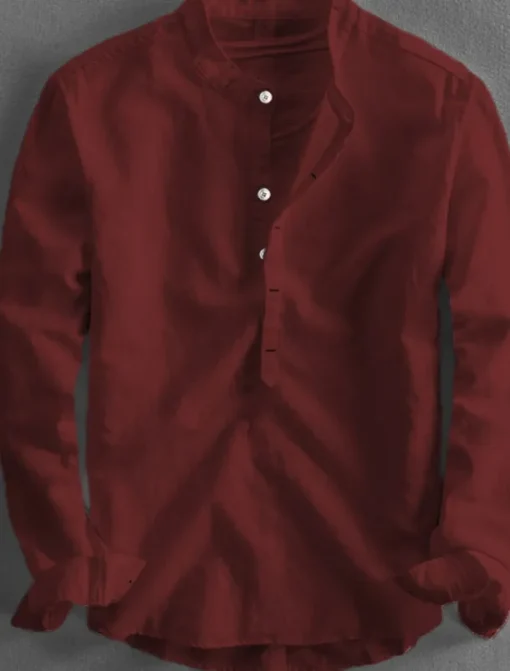 Men's Linen Shirt Summer Shirt Casual Shirt Henley Shirt Plain Casual Daily Black White Yellow Pink Long Sleeve Collar Spring & Summer Clothing Apparel