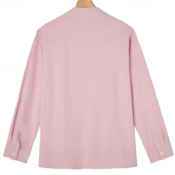 Men's Linen Shirt Summer Shirt Beach Wear Casual Shirt Button Up Shirt Plain Casual Daily Light Yellow White Pink Dark Navy Long Sleeve Spring & Summer Clothing Apparel