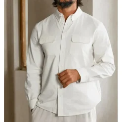 Men's Linen Shirt White Long Sleeve Fold-over Collar Summer Spring & Fall Clothing Apparel Casual Shirt Button Down Shirt Plain Lapel Summer Casual Daily Clothing Apparel