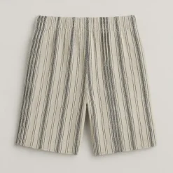 Men's Linen Shorts Beach Shorts Drawstring Elastic Drawstring Waist Striped Gradient Stripes Breathable Moisture Wicking Knee Length Formal Wedding Outdoor Elegant Vacation Black Beige Micro-elastic
