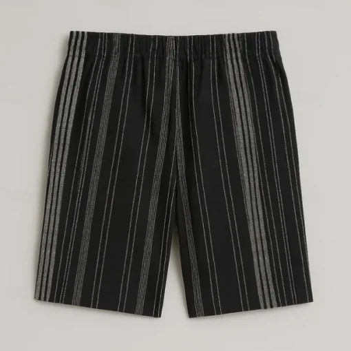 Men's Linen Shorts Beach Shorts Drawstring Elastic Drawstring Waist Striped Gradient Stripes Breathable Moisture Wicking Knee Length Formal Wedding Outdoor Elegant Vacation Black Beige Micro-elastic