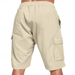 Men's Linen Shorts Summer Shorts Beach Shorts Pocket Drawstring Elastic Waist Plain Comfort Breathable Short Vacation Holiday Beach Hawaiian Boho Black White