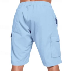 Men's Linen Shorts Summer Shorts Beach Shorts Pocket Drawstring Elastic Waist Plain Comfort Breathable Short Vacation Holiday Beach Hawaiian Boho Black White