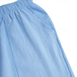 Men's Linen Shorts Summer Shorts Drawstring Elastic Waist Front Pocket Plain Comfort Soft Knee Length Casual Daily Fashion Classic Style Black White