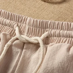 Men's Linen Shorts Summer Shorts Crop Patchwork Drawstring Elastic Waist Plain Comfort Breathable Outdoor Daily Going out Fashion Casual Black White