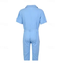 Men's Linen Shorts Summer Shorts Jumpsuit Pocket With Belt Plain Comfort Short Sports Outdoor Daily Holiday Fashion Designer White Blue