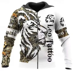 Men's Lion Graphic Prints Hoodie Hoodies Sweatshirt Streetwear Casual Long Sleeve Hooded Sports & Outdoor Daily Sports Yellow / Black Black & Yellow Zipper Print Spring & Fall Designer