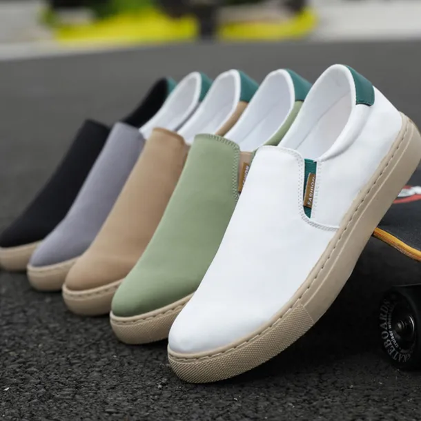 Men's Loafers & Slip-Ons Dress Loafers Walking Casual Daily Canvas Breathable Loafer Black White Green Spring Fall